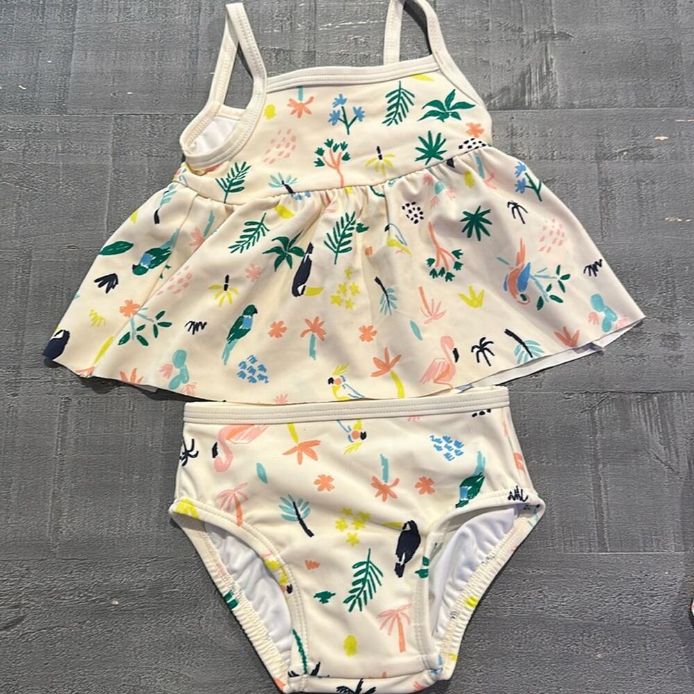 Hanna Andersson Tankini Two Piece Tropical Birds Swim 12-18 months
